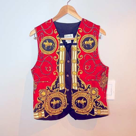 Rafaella Jackets & Blazers - VINTAGE | Rafaella 90s red silk equestrian style vest